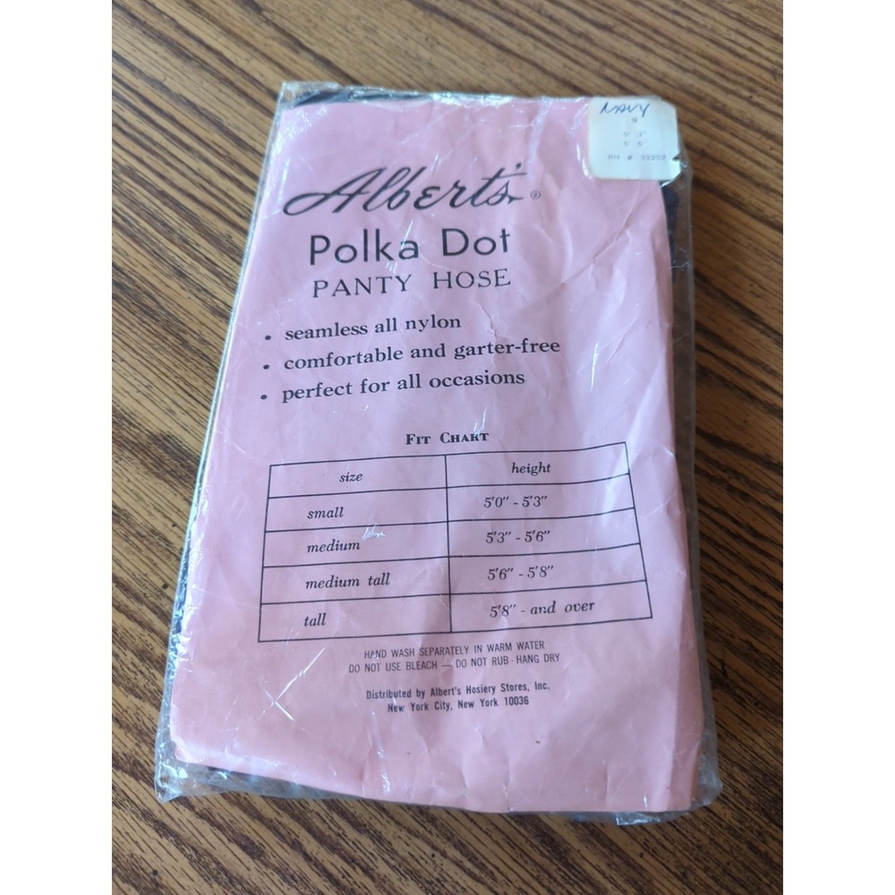 New Vintage Fashion‎ Albert's Polka Dot Pantyhose Navy Blue Size B 5'3 To 5'6